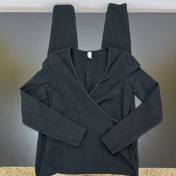 American Apparel Black Unitard Catsuit Jumpsuit Medium Bodycon Long Sleeve - Picture 3 of 16